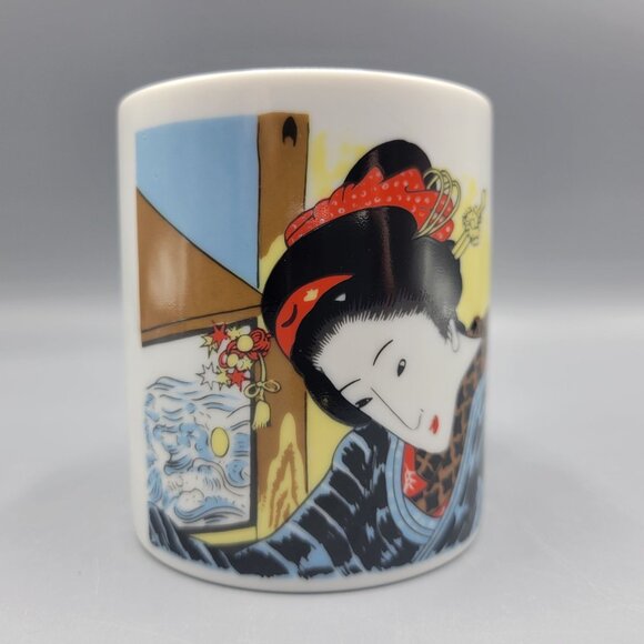 Japanese Ceramic Coffee Mug With Geisha Artwork Made In Japan - Picture 2 of 10